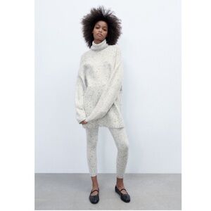 EUC! Zara Knit Sweater Set Includes Turtleneck Top & Knit Leggings Bottom Alpaca